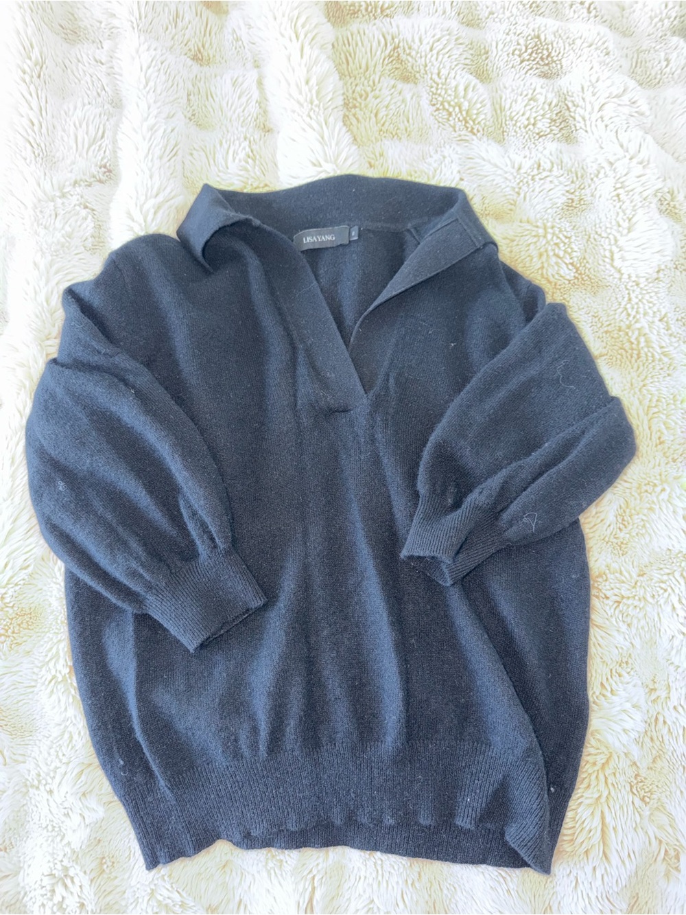 Lisa Yang Quarter Sleeve Polo Sweater